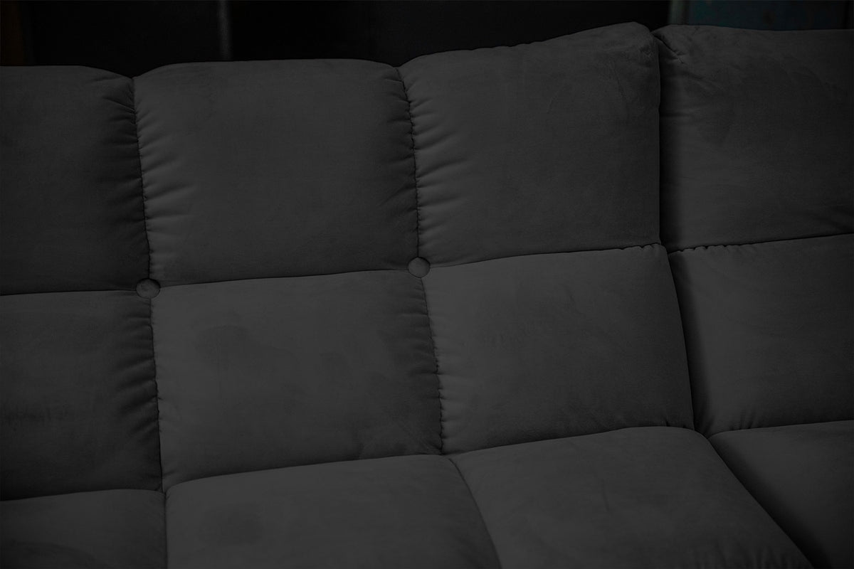 KAWOLA Sitzgruppe VIVIEN Ecksofa Drehsessel Hockerbank Velvet schwarz