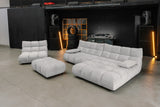 KAWOLA Sitzgruppe VIVIEN Ecksofa Drehsessel Hockerbank Velvet silber