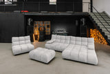 KAWOLA Sitzgruppe VIVIEN Ecksofa Drehsessel Hockerbank Velvet silber