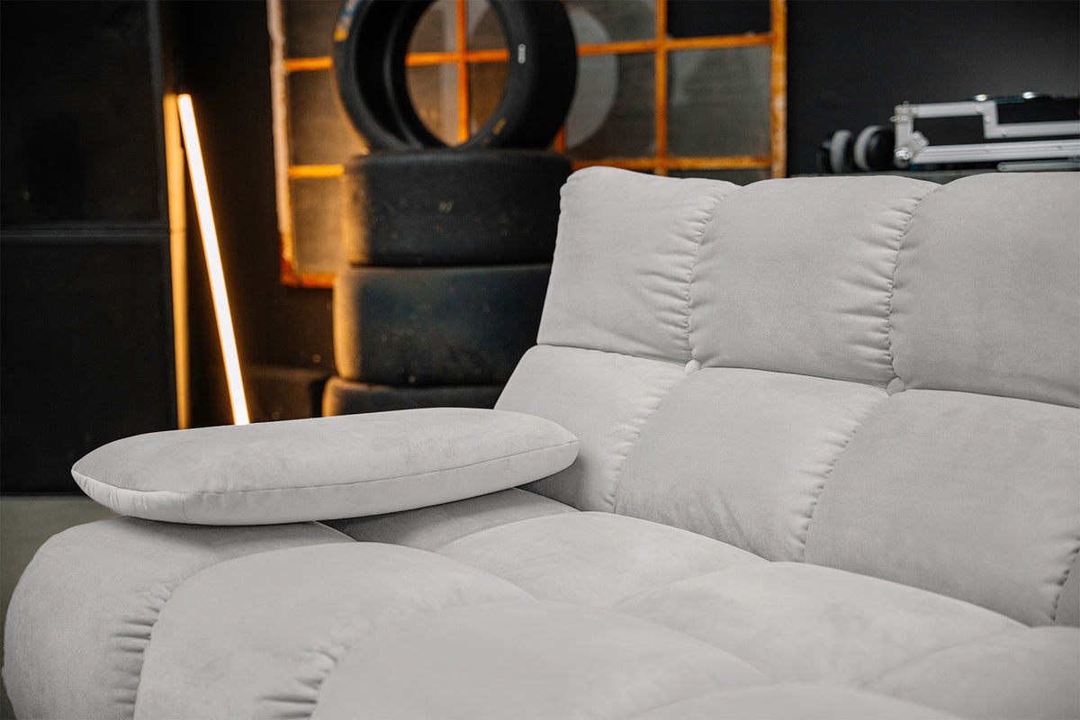KAWOLA Sitzgruppe VIVIEN Ecksofa Drehsessel Hockerbank Velvet silber