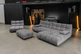 KAWOLA Sitzgruppe VIVIEN Ecksofa Drehsessel Hockerbank Velvet stone