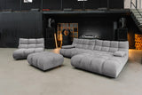 KAWOLA Sitzgruppe VIVIEN Ecksofa Drehsessel Hockerbank Velvet stone