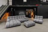 KAWOLA Sitzgruppe VIVIEN Ecksofa Drehsessel Hockerbank Velvet stone
