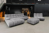 KAWOLA Sitzgruppe VIVIEN Ecksofa Drehsessel Hockerbank Velvet stone