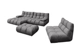KAWOLA Sitzgruppe VIVIEN Ecksofa Drehsessel Hockerbank Velvet stone