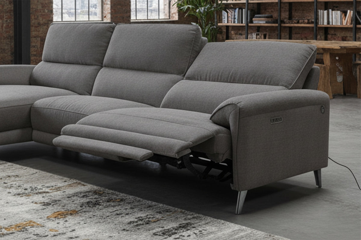 KAWOLA Sofa ADRIANA Ecksofa mit Relaxfunktion Stoff anthrazit