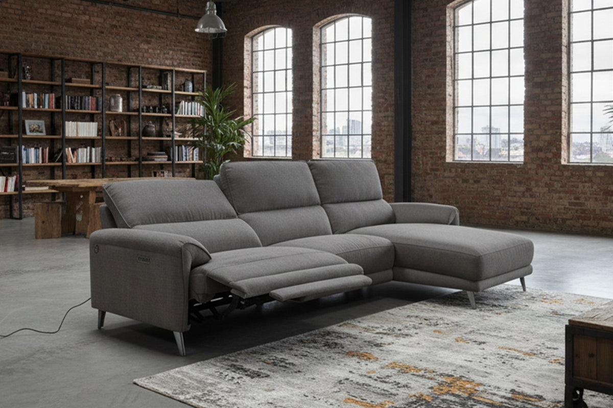 KAWOLA Sofa ADRIANA Ecksofa mit Relaxfunktion Stoff anthrazit