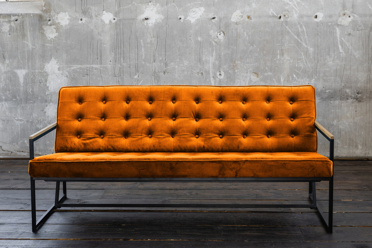 KAWOLA Sofa ARLY Polsterbank Bezug Velvet cognac