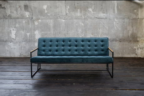 KAWOLA Sofa ARLY Polsterbank Bezug Velvet petrol