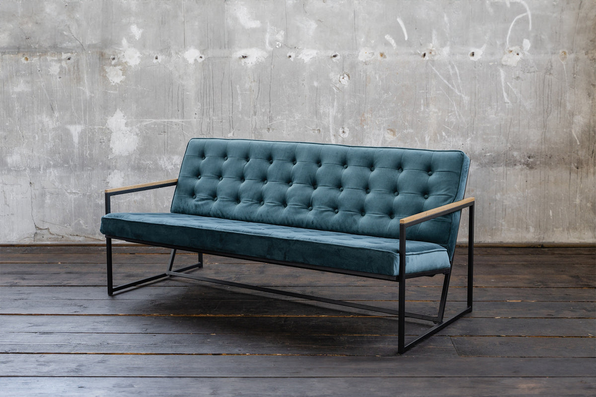 KAWOLA Sofa ARLY Polsterbank Bezug Velvet petrol