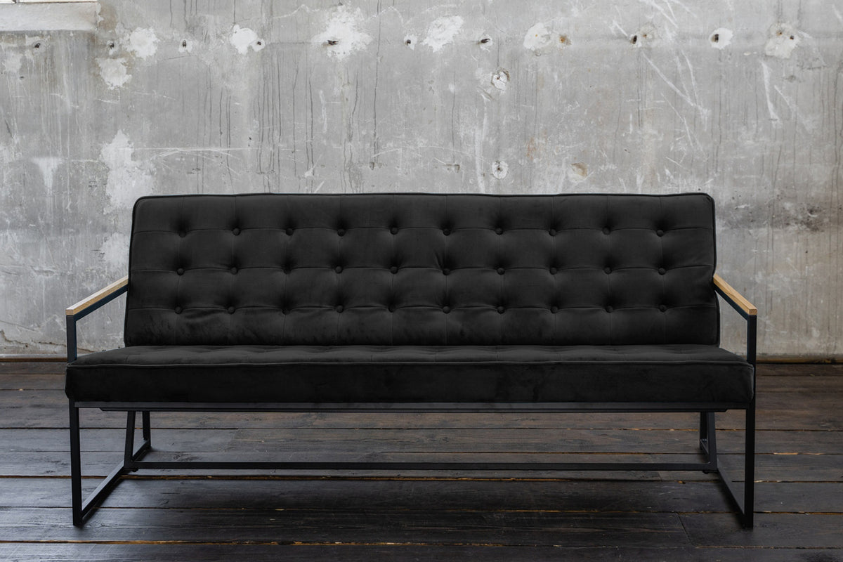 KAWOLA Sofa ARLY Polsterbank Bezug Velvet schwarz