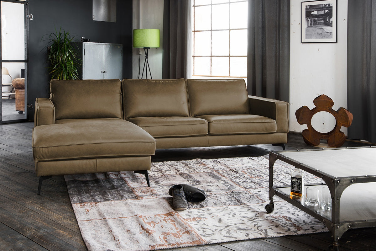 KAWOLA Sofa BLOOM Ecksofa Leder camel
