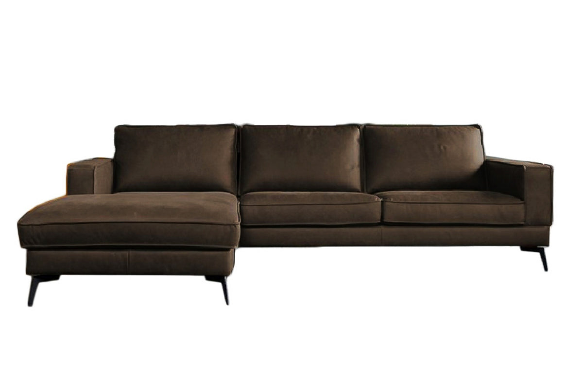 KAWOLA Sofa BLOOM Ecksofa Leder dunkelbraun