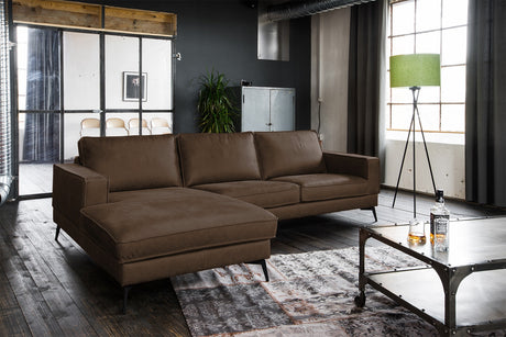 KAWOLA Sofa BLOOM Ecksofa Leder dunkelbraun, Links