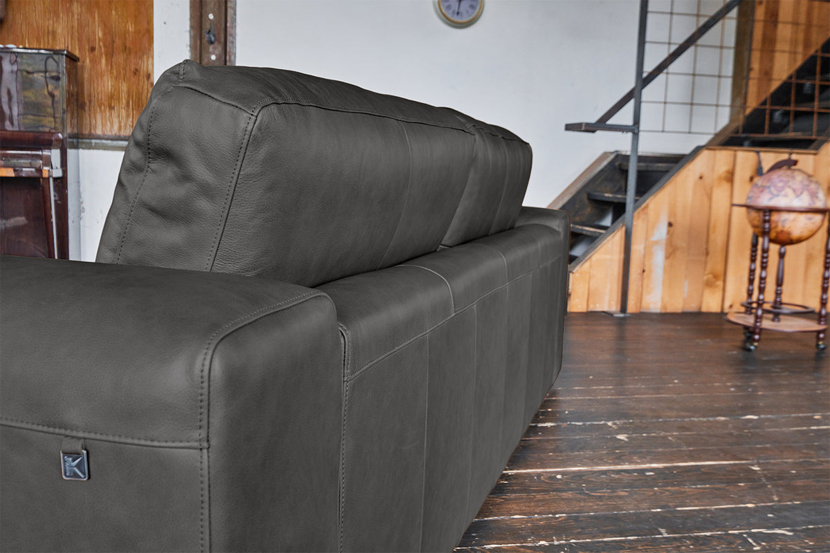 KAWOLA Sofa BODHI 3-Sitzer Leder schwarz