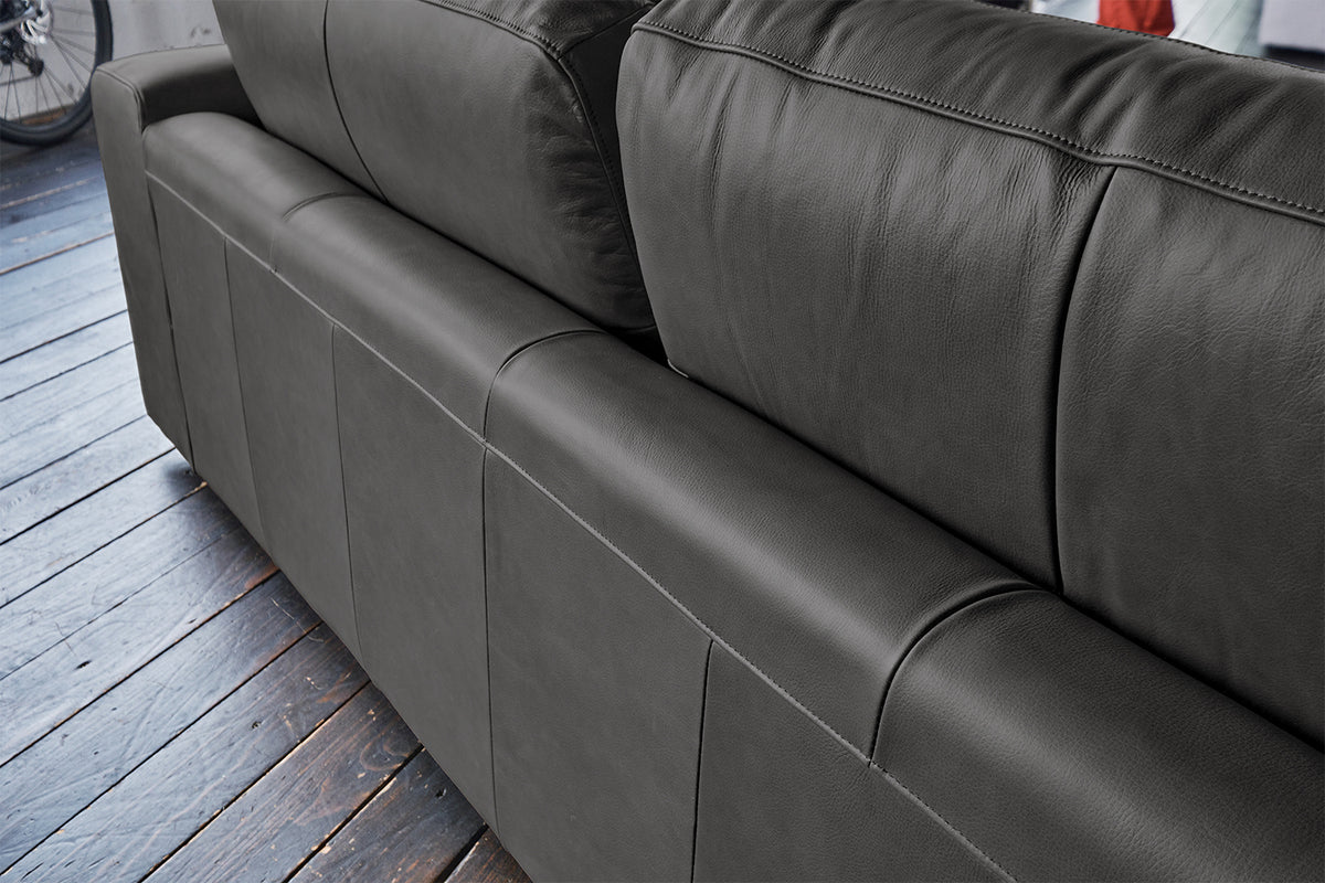 KAWOLA Sofa BODHI 3-Sitzer Leder schwarz