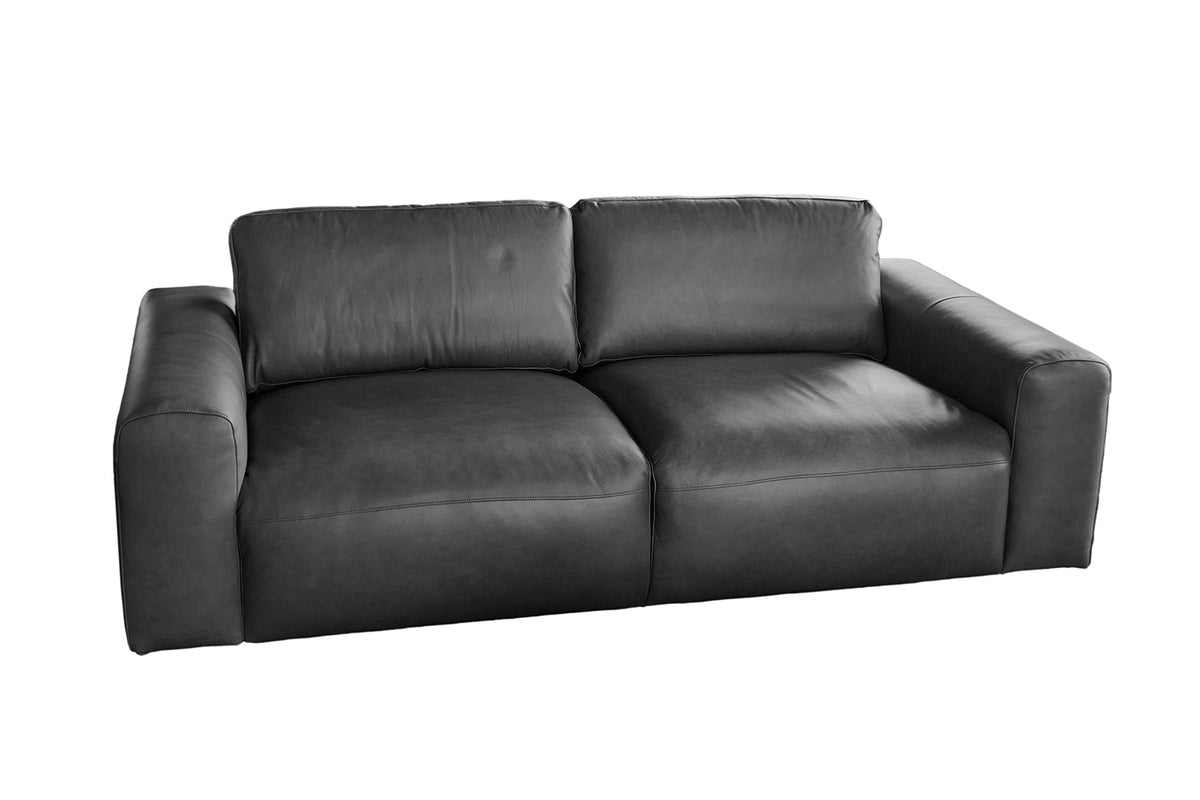 KAWOLA Sofa BODHI 3-Sitzer Leder schwarz