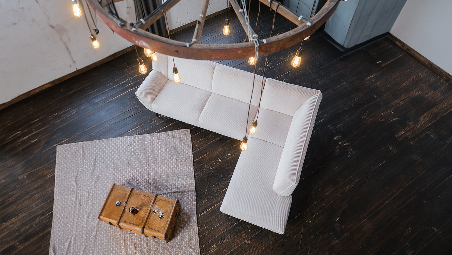 KAWOLA Sofa CALLA Ecksofa Cord cremeweiß Recamiere rechts