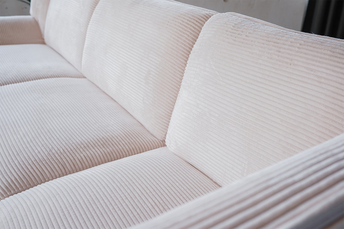 KAWOLA Sofa CALLA Ecksofa Cord cremeweiß Recamiere rechts
