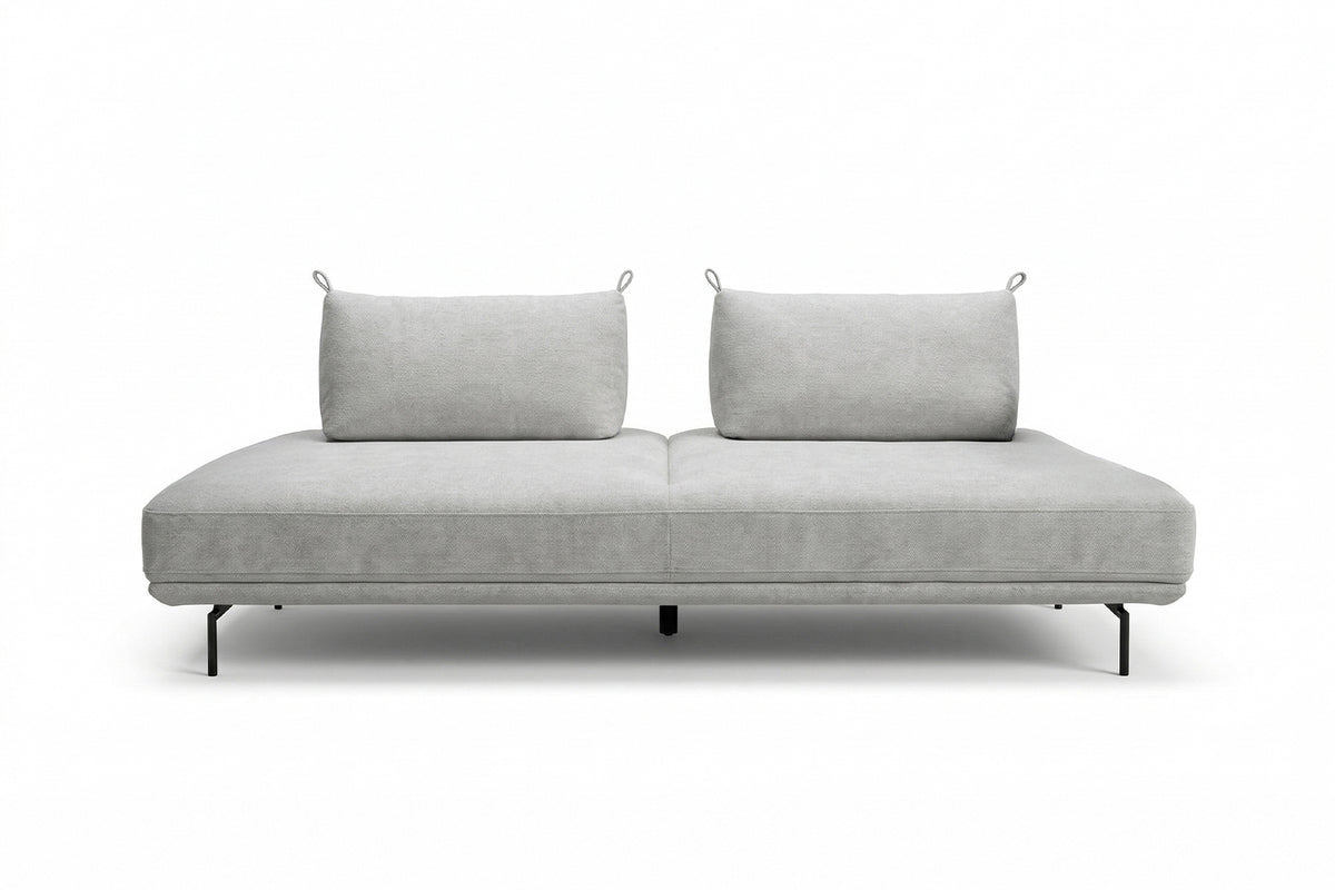KAWOLA Sofa CANE Schlafsofa Daybed Stoff grau
