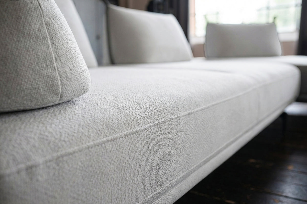 KAWOLA Sofa CANE Schlafsofa Daybed Stoff grau