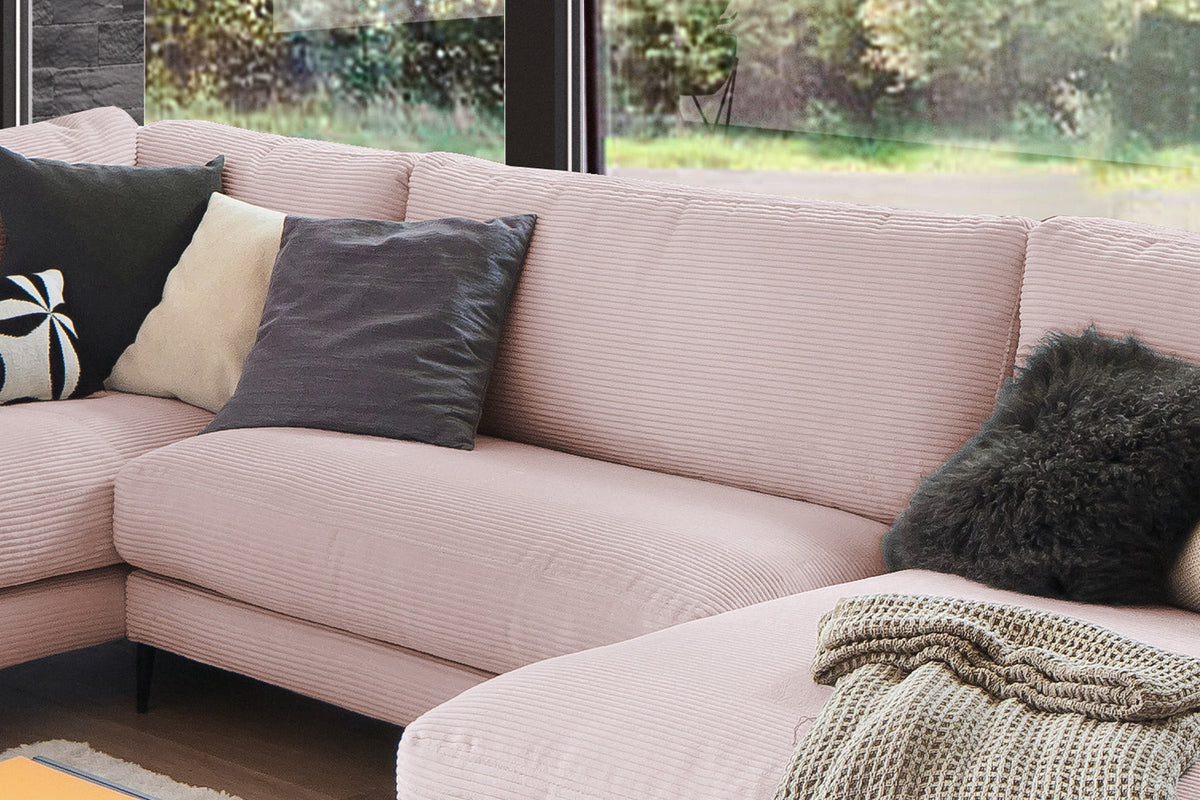 KAWOLA Sofa CARA Wohnlandschaft U-Form Cord rosa