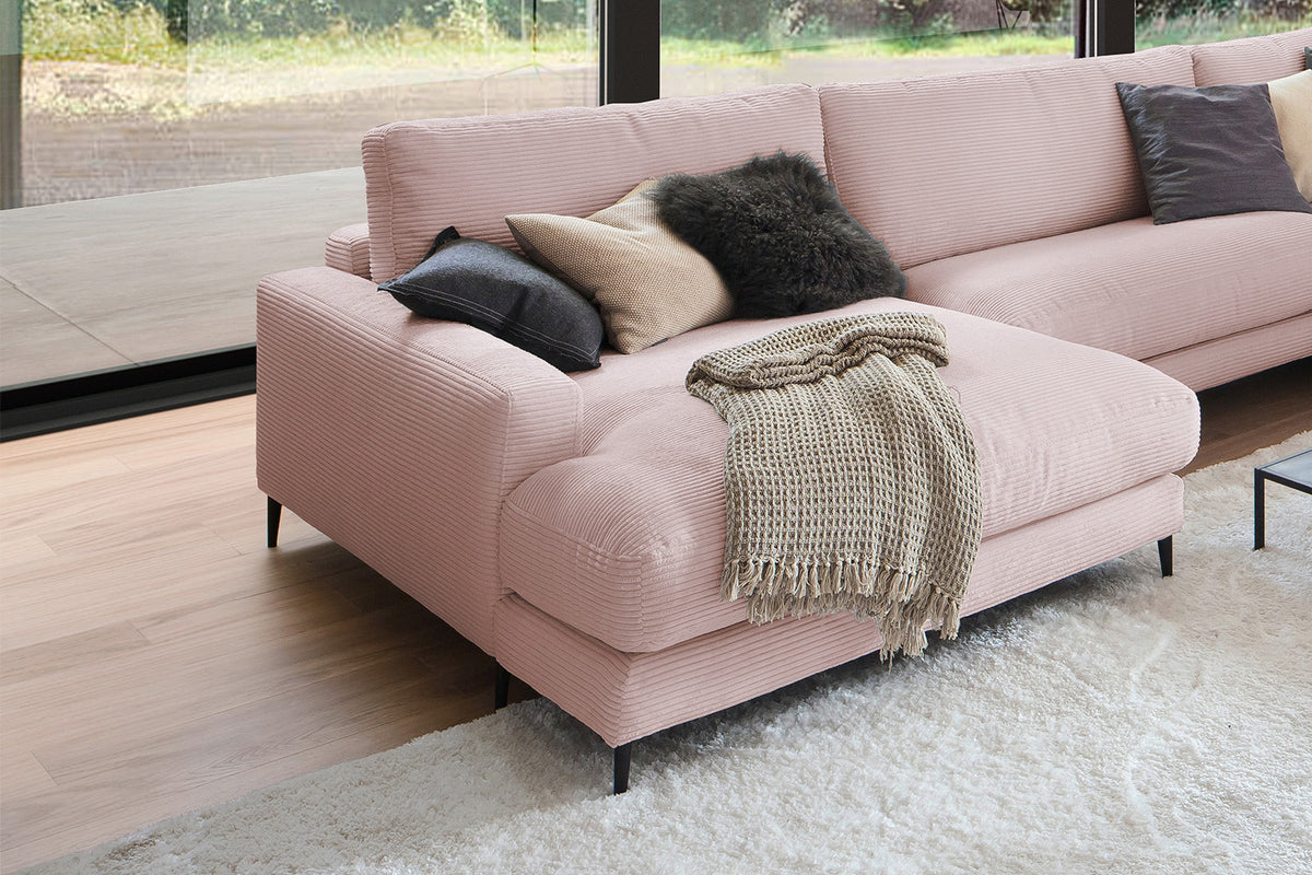 KAWOLA Sofa CARA Wohnlandschaft U-Form Cord rosa