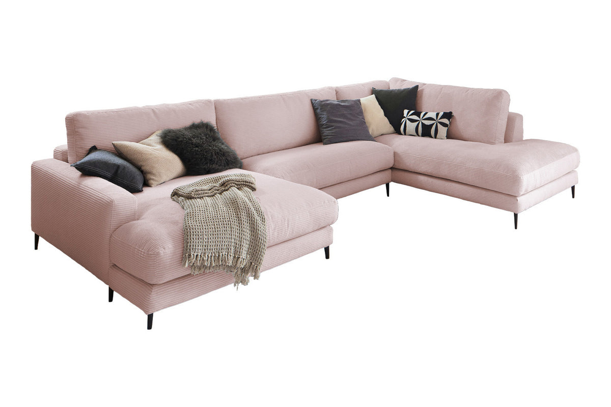 KAWOLA Sofa CARA Wohnlandschaft U-Form Cord rosa