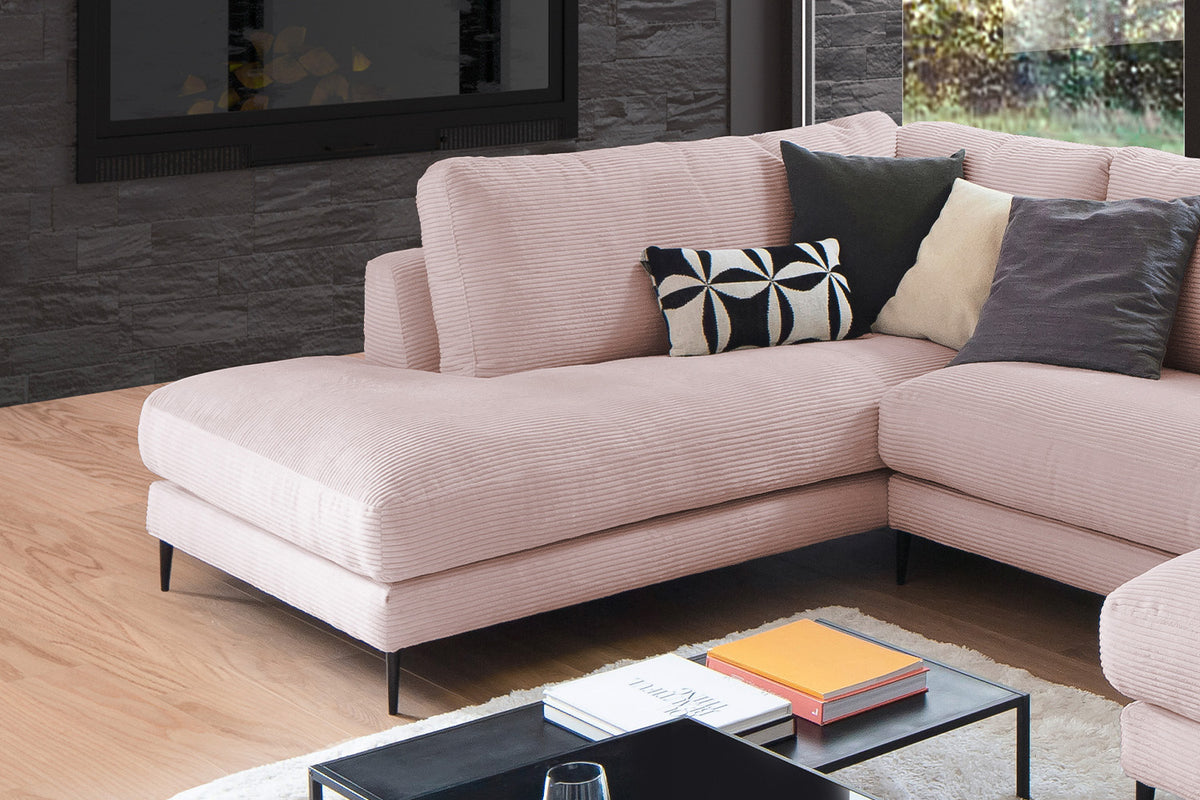 KAWOLA Sofa CARA Wohnlandschaft U-Form Cord rosa