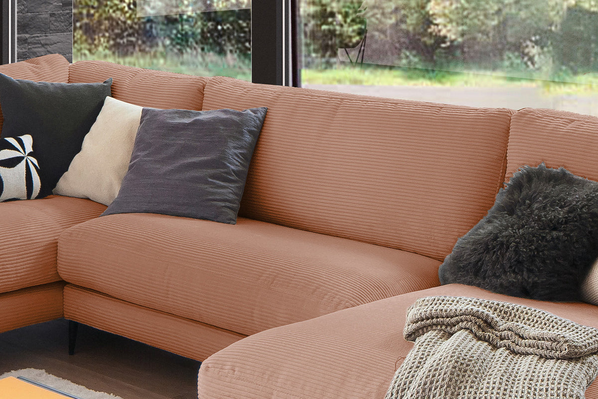 KAWOLA Sofa CARA Wohnlandschaft U-Form Cord rost
