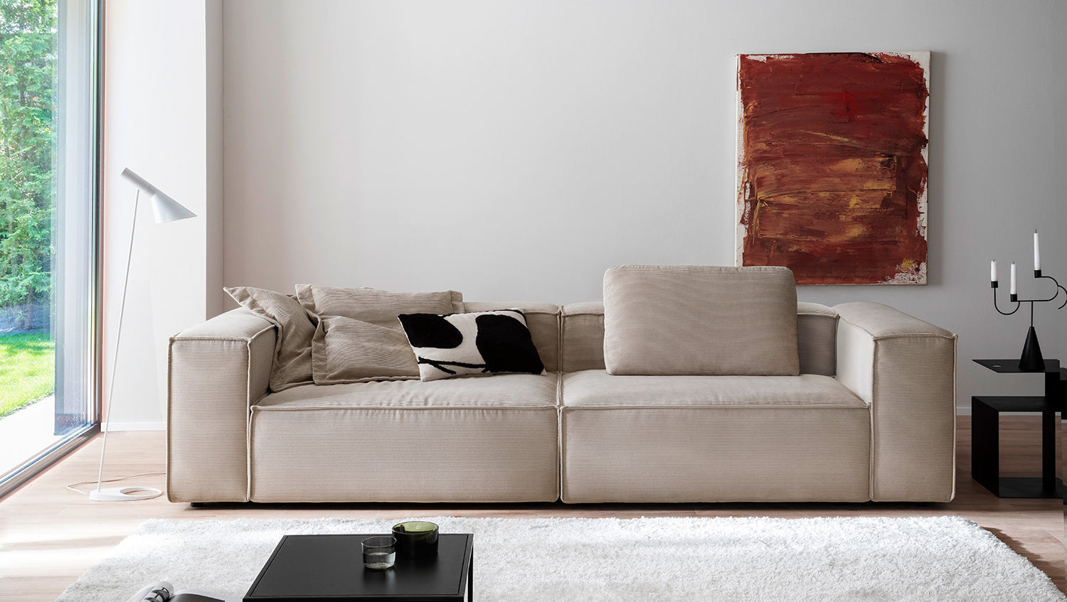 KAWOLA Sofa CARMO 3-Sitzer Feincord beige