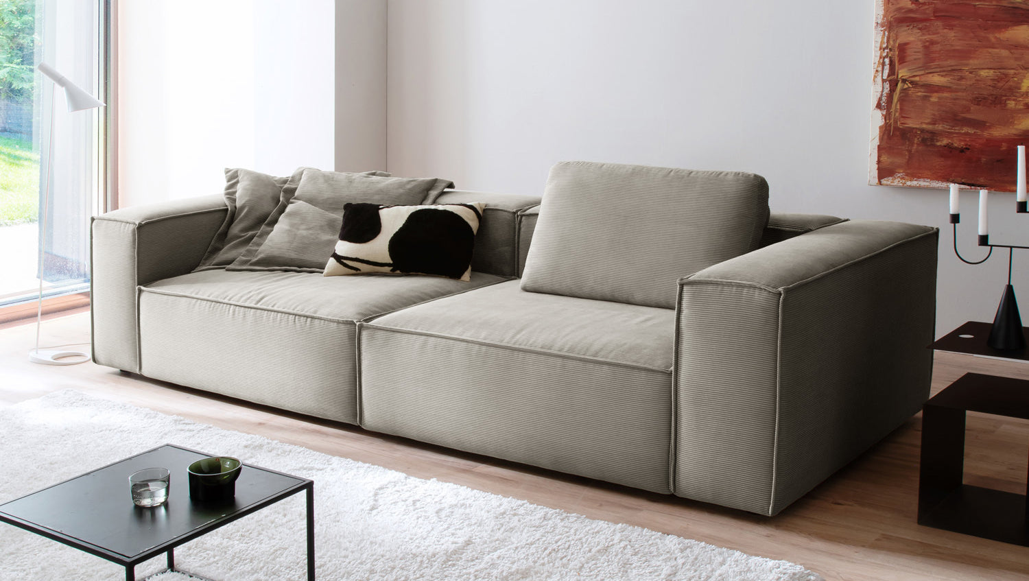 KAWOLA Sofa CARMO 3-Sitzer Feincord grau