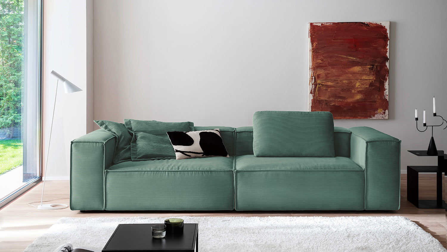 KAWOLA Sofa CARMO 3-Sitzer Feincord grün