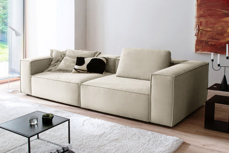 KAWOLA Sofa CARMO 3-Sitzer Feincord weiß