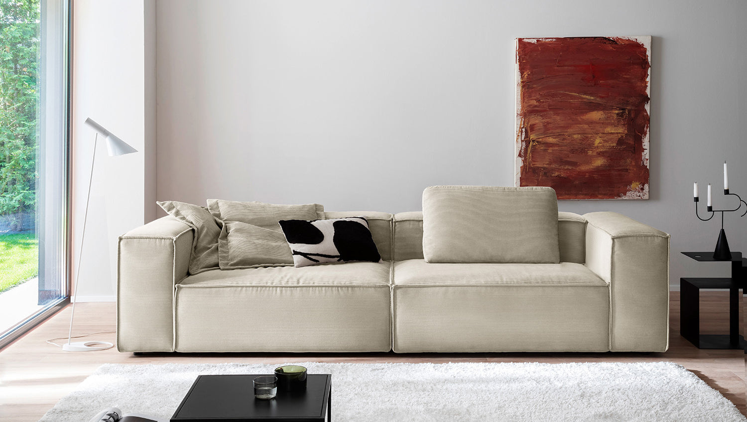 KAWOLA Sofa CARMO 3-Sitzer Feincord weiß