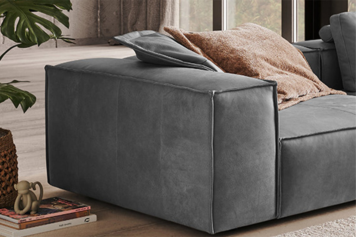 KAWOLA Sofa CARMO 4-Sitzer Leder grau
