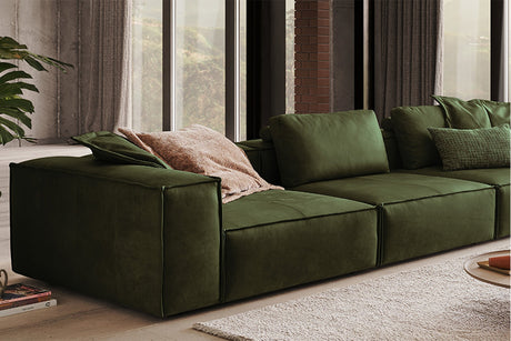KAWOLA Sofa CARMO 4-Sitzer Leder olivgrün