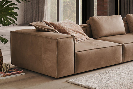 KAWOLA Sofa CARMO 4-Sitzer Leder taupe