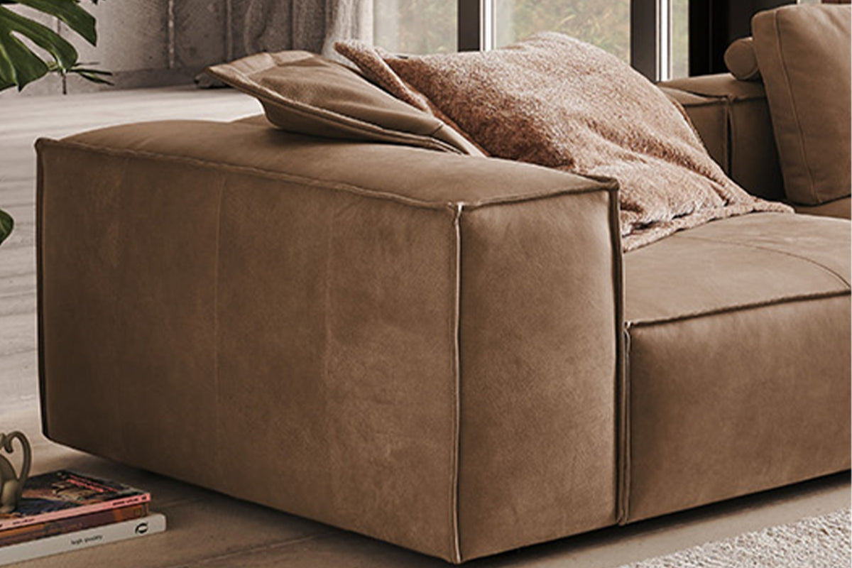 KAWOLA Sofa CARMO 4-Sitzer Leder taupe