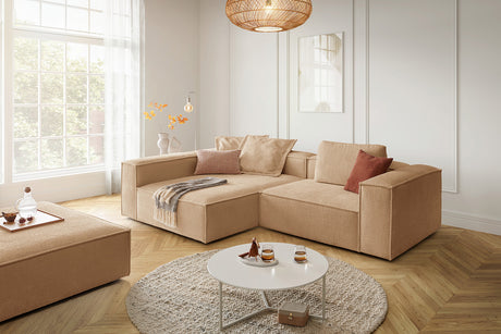KAWOLA Sofa CARMO Ecksofa Stoff creme, Links, Ohne Zusatzausstattung