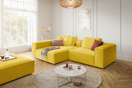 KAWOLA Sofa CARMO Ecksofa Stoff gelb, Links, Ohne Zusatzausstattung