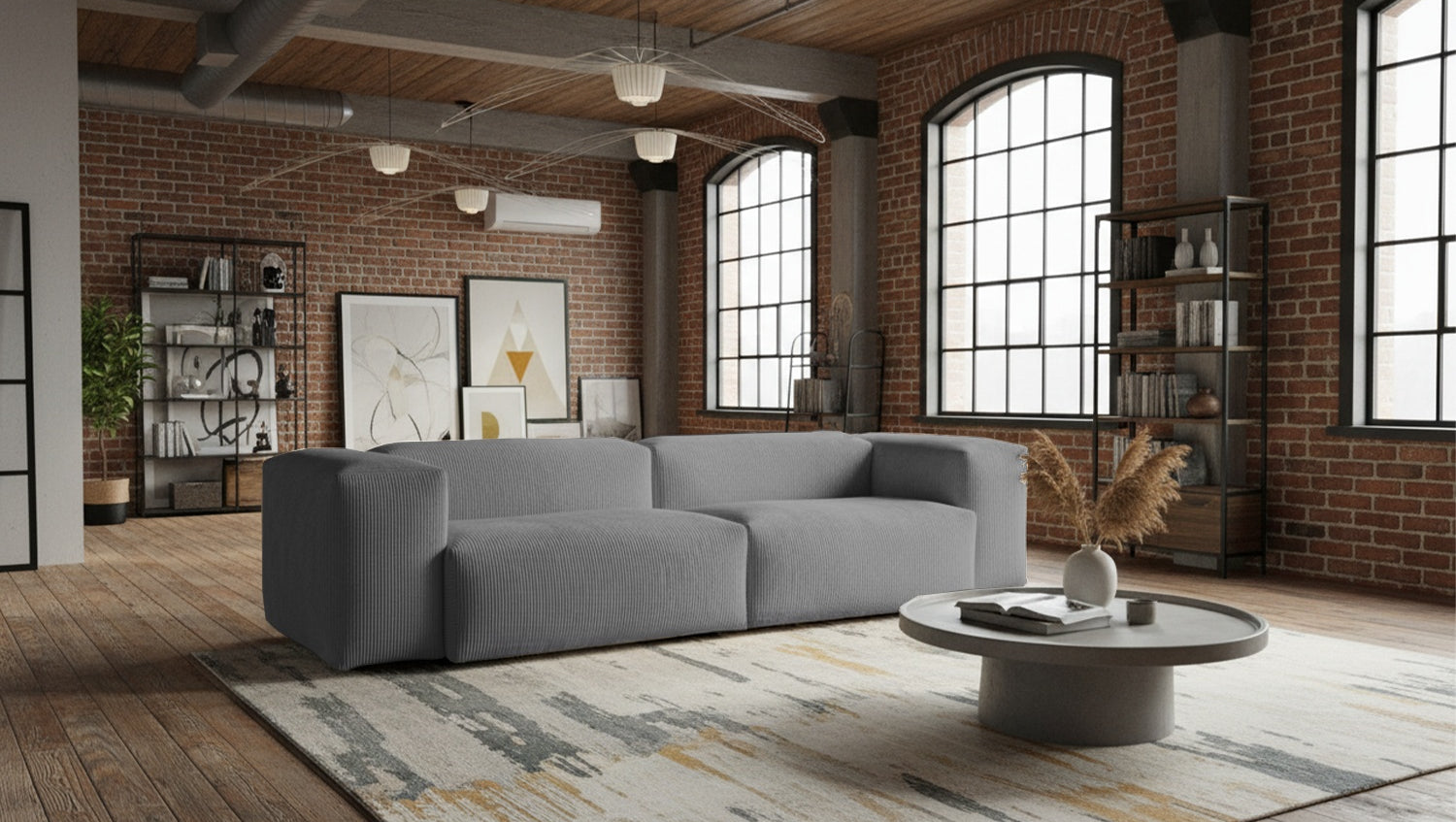 KAWOLA Sofa CELESTE 4-Sitzer Cord grau
