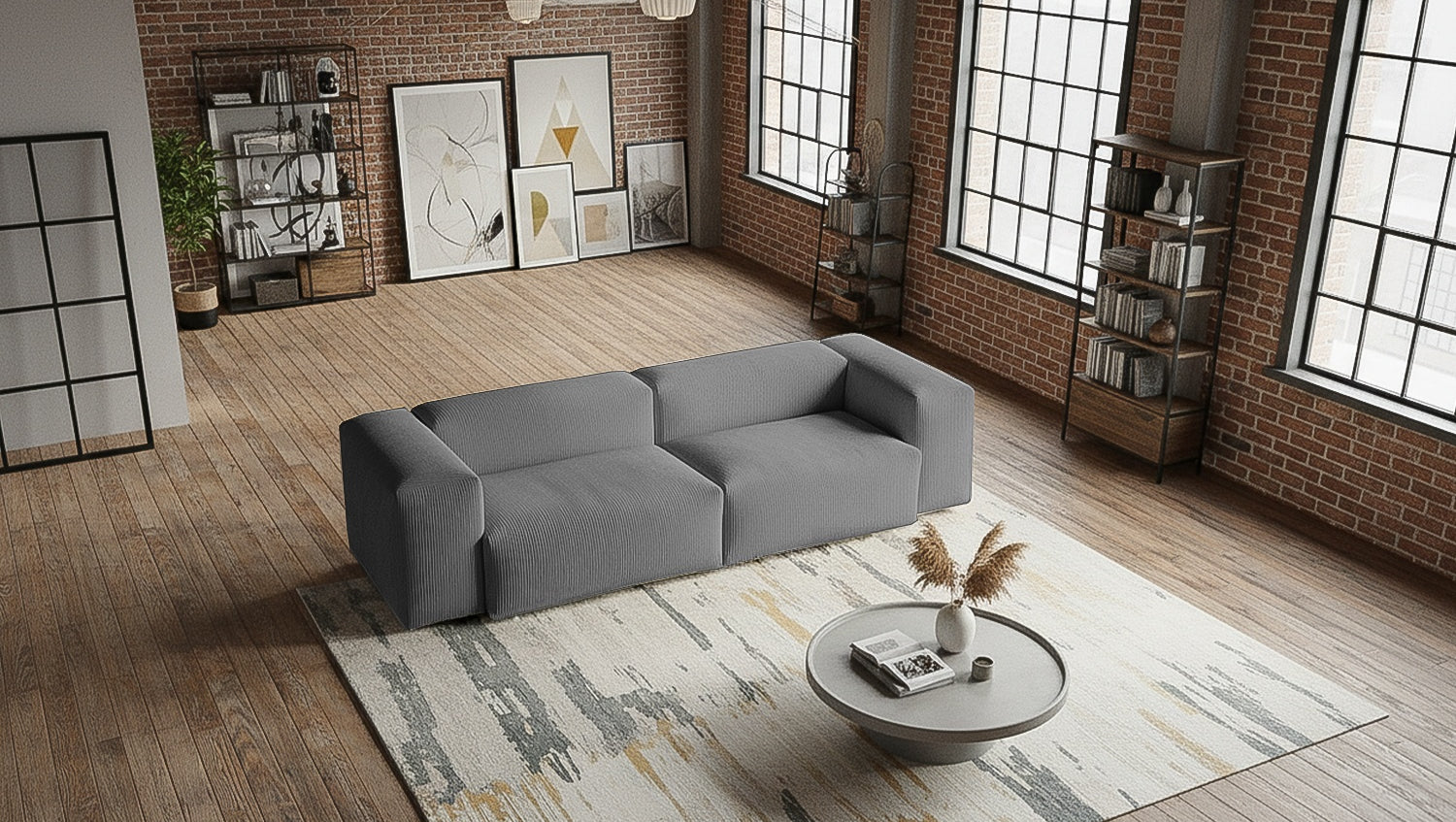 KAWOLA Sofa CELESTE 4-Sitzer Cord grau
