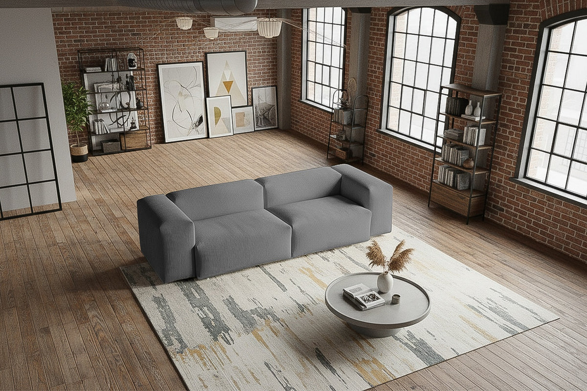 KAWOLA Sofa CELESTE 4-Sitzer Cord grau