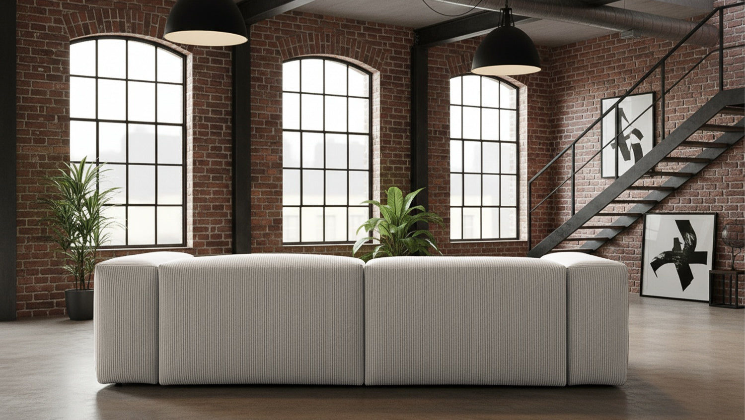 KAWOLA Sofa CELESTE 4-Sitzer Cord hellgrau