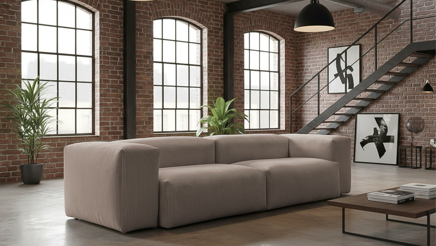 KAWOLA Sofa CELESTE 4-Sitzer Cord taupe