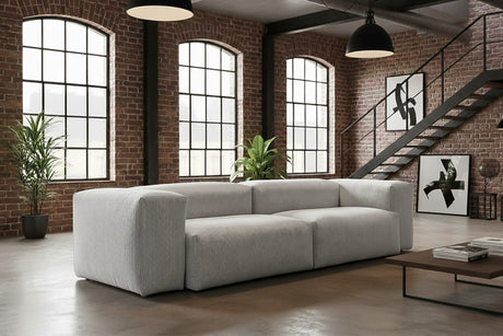 KAWOLA Sofa CELESTE 4-Sitzer mit Hocker Cord hellgrau