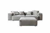 KAWOLA Sofa CELESTE 4-Sitzer mit Hocker Cord hellgrau