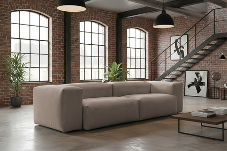 KAWOLA Sofa CELESTE 4-Sitzer mit Hocker Cord taupe