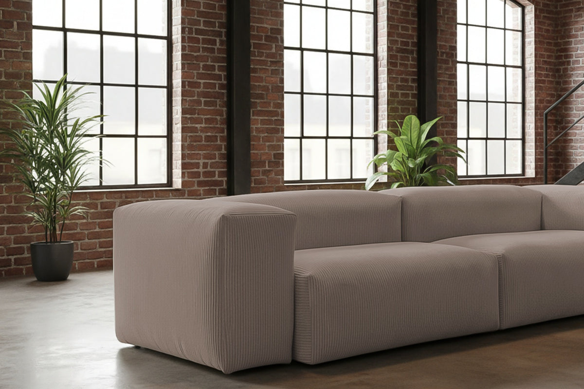 KAWOLA Sofa CELESTE 4-Sitzer mit Hocker Cord taupe